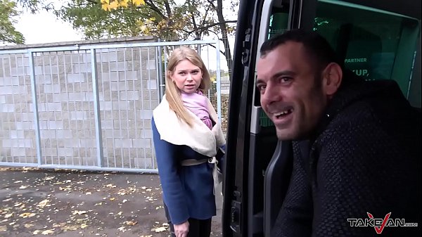 Download Video - Takevan Stranger offer a ride to cute lost blonde and fuck her in driving van