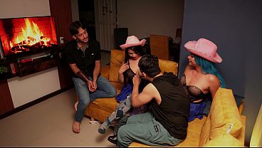 Boring night take a drastic turn and ends on a orgy