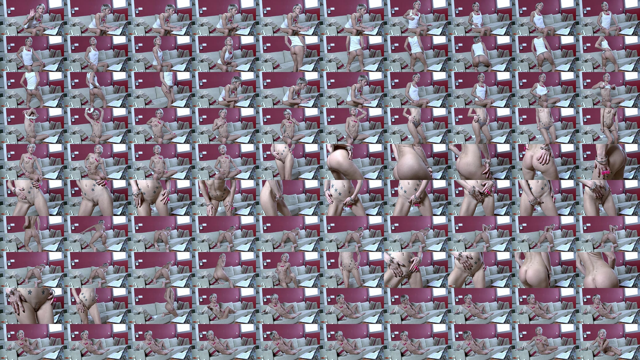 Horny blonde Nicky Wayne getting naked alone on her webcam 预览图