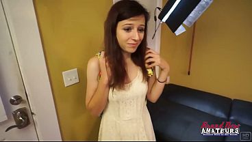 Petite Brunette Cutie Katie Walls Gagging BJ to Intense Pussy Pound!