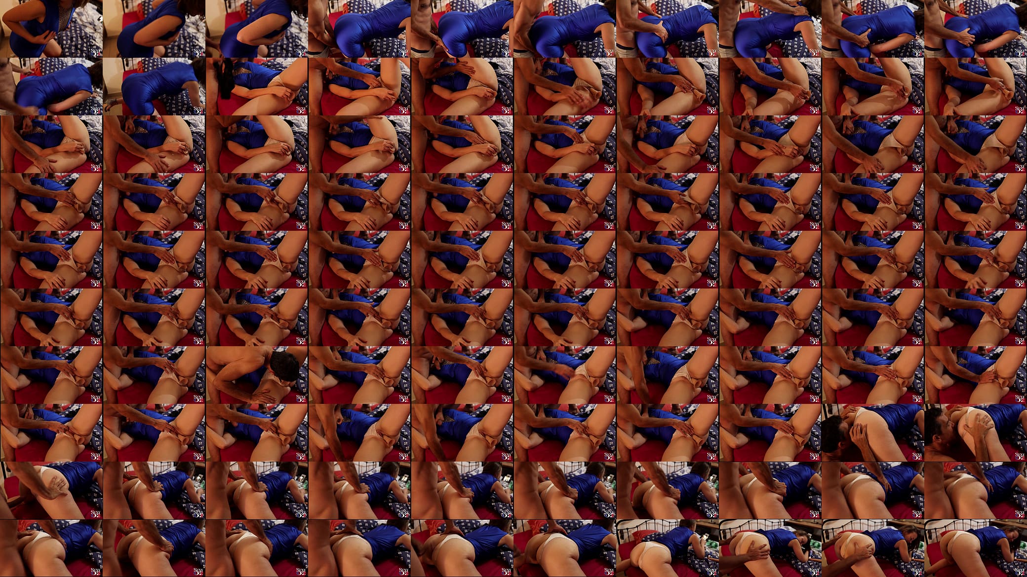 1798 (03) - French Amateur, Lycra Blue Tight Dress, Satin White Thong, Doggystyle, Deepthroat, Rimming, Heels, POV 预览图