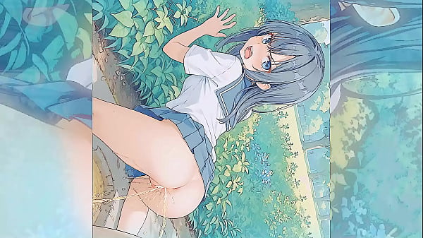 Cute AI girl AI anime: first pee