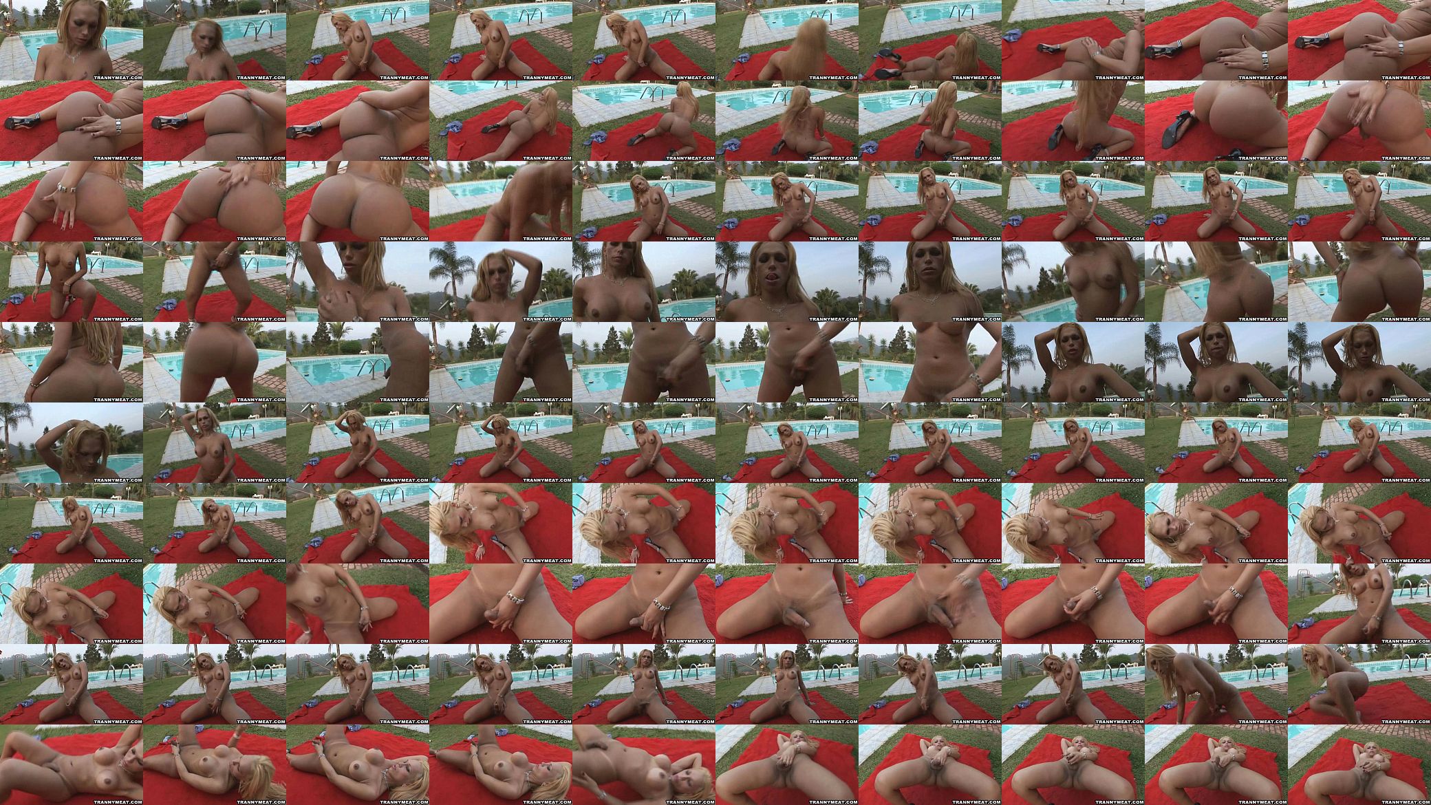 This sexy latina blonde tranny is jerking her cock 预览图