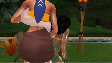 Ahsoka and Moana island babes threesome 2 min