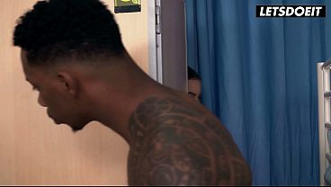 Tattooed Blonde Gags on Thick Black Cock Then Gets Bent Over and Pounded