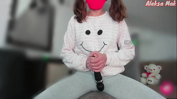 horny girl in pajamas riding toy like cowgirl a...