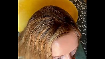 College girl recive cum in mouth and drink it
