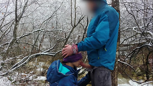 Public Blowjob And Cum Swallow Near The Mountain River
