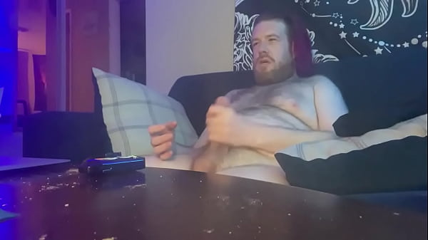 Pink haired bear sniffs pits, jerks off and cum...