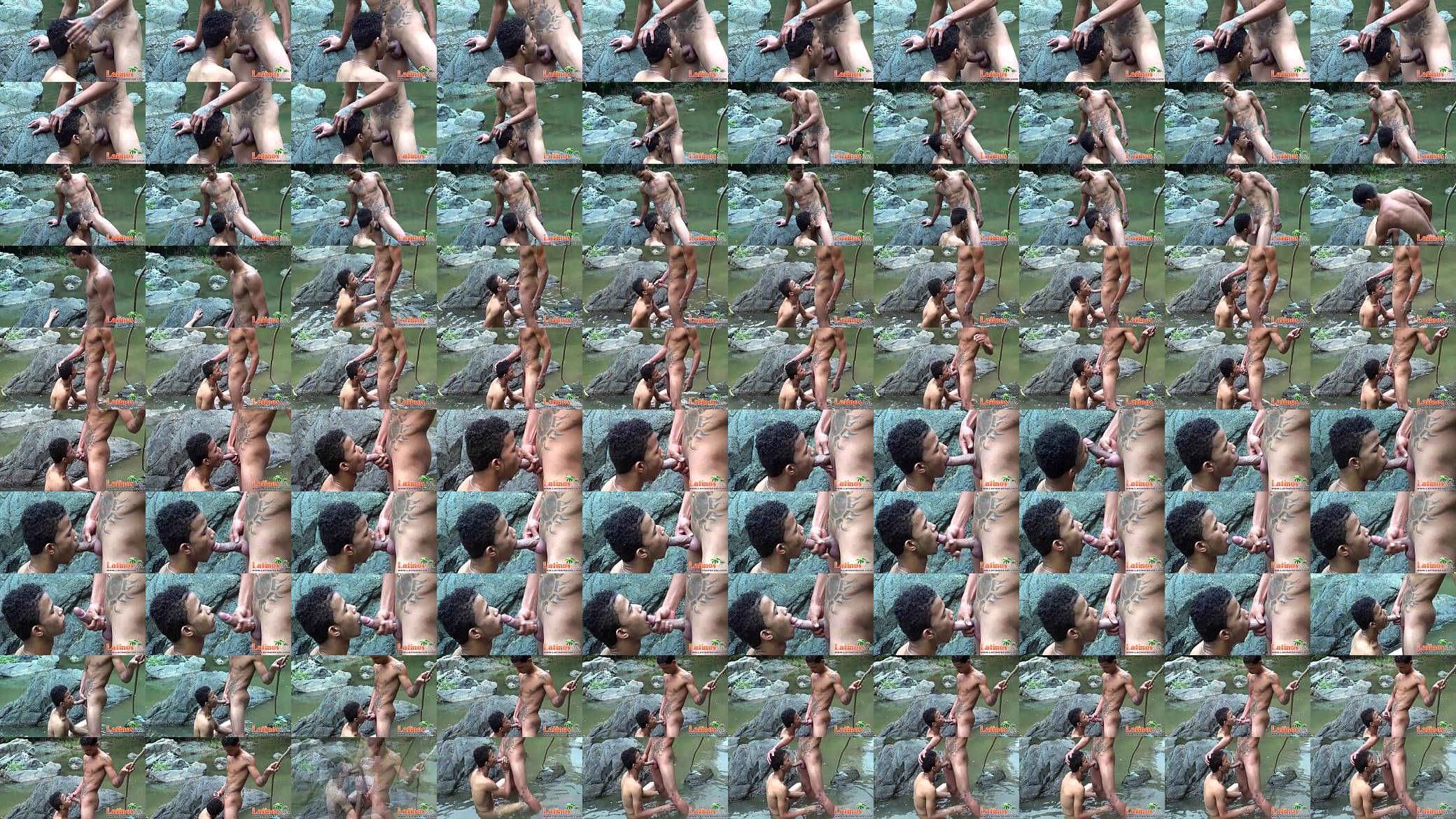 Naked ethnic boys suck and stroke cocks outdoors 预览图