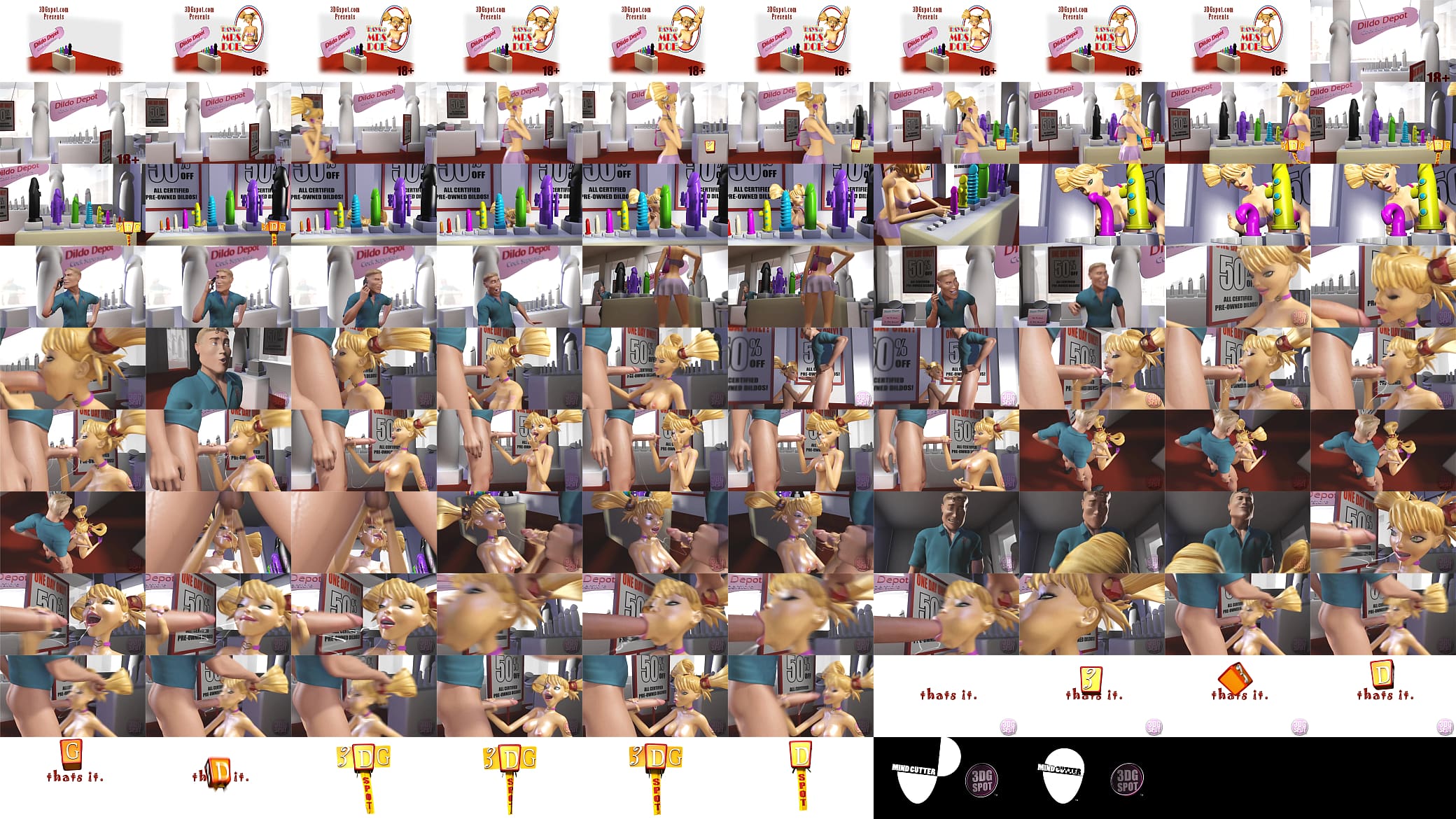 3DGSPOT - Blonde Teen Deepthroats And Gags A Huge Cock In A Dildo Shop! 3D ANIMATION! 预览图