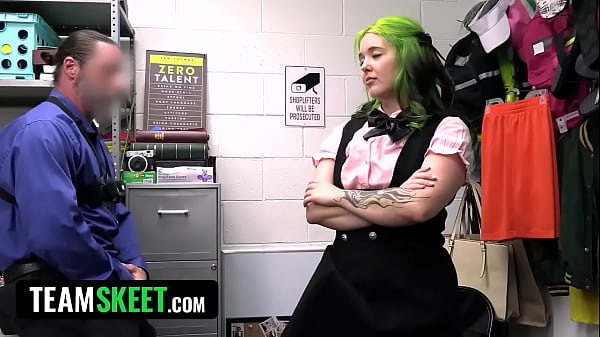 Cutie bubble butt green haired student steals and learns a hard fucking lesson shoplyfter