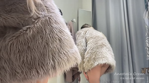 Fitting room. Hot slut tries on clothes on her hot body in a public place. Public. Shopping center.
