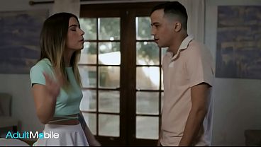 ADULTMOBILE - Stunning Brunette Gets Her Trimmed Pussy Covered With Cum From Her Lucky Stepbrother 10 min