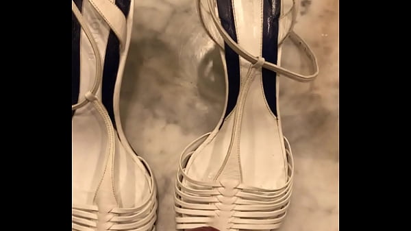 White sandals cum shot stepmom