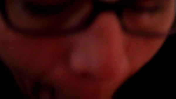 Nerdy MILF sucks and gags on BIG dick until it erupts!