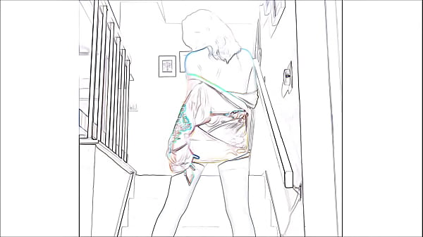 Luna Lain Strips On The Stairs - In Relief