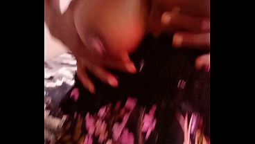 Hot Black girl pussy play , ass tease & gives white guy with small tiny pathetic cock blowjob