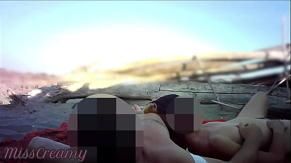 French Teacher Handjob Amateur on Nude Beach public to stranger with Cumshot - MissCreamy