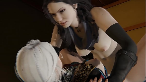 Download Video - The Witcher - Yennefer grows a penis and she covers Ciri with cum
