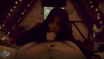 Dark Cabin POV Blowjob: I Sucked Him Deep in the Shadows, Swallowed Every Drop & Teased with My Tits | The Vegas Amateur Anniversary BJ