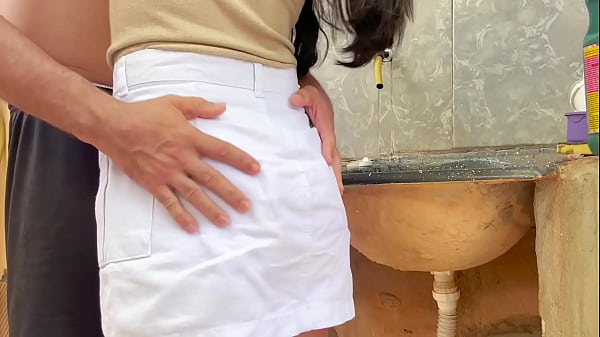 Download Video - The maid got wet on the edge of the sink&comma; I fucked her delicious pussy and came all over inside