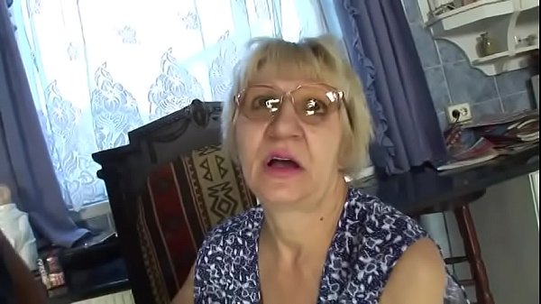 Mature blonde slut sucks young dude's hard tool in the kitchen