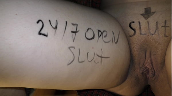 My big boobed girl covered in dirty body writings before fucking - Milky Mari