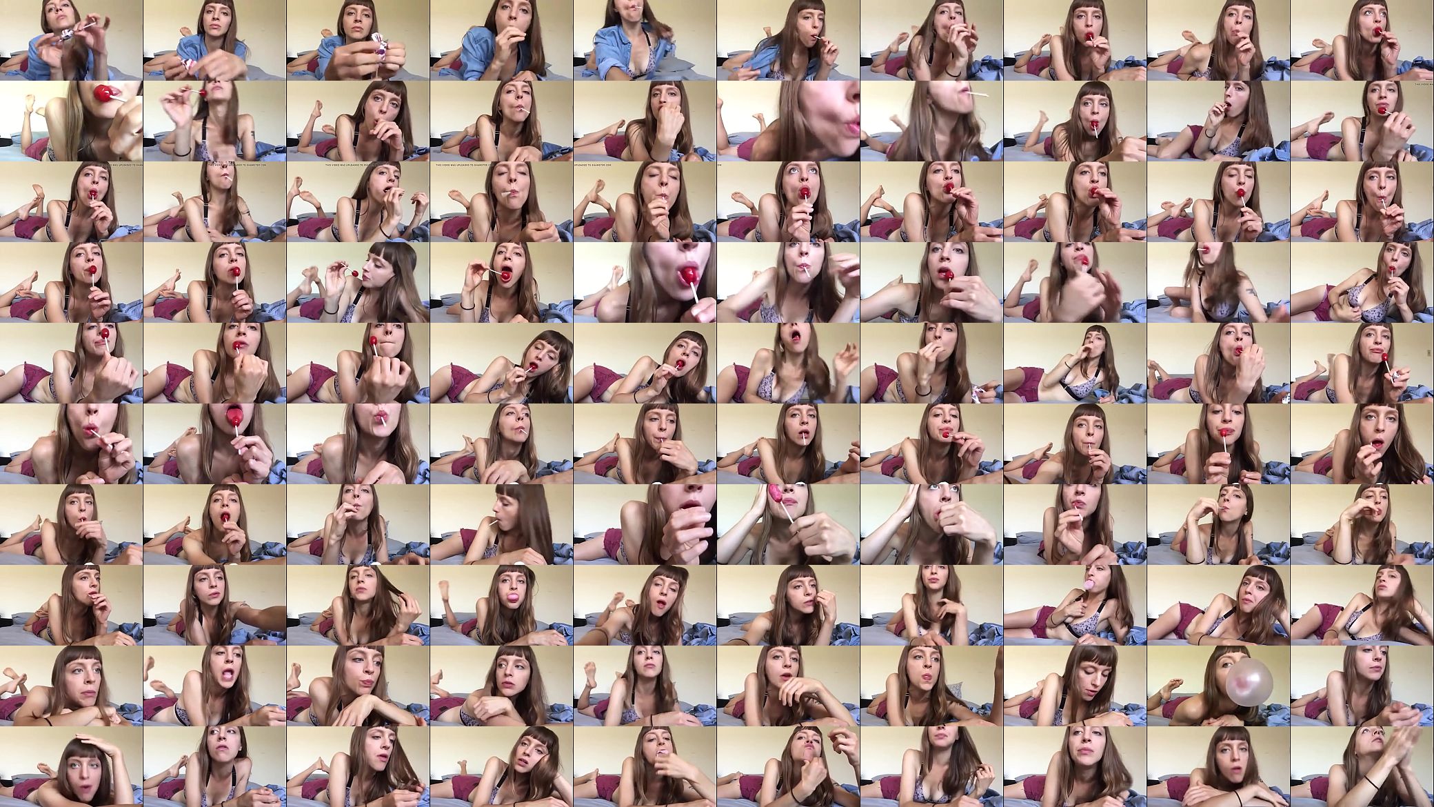 beauty sucking and slurping lollipop and chewing gum 预览图