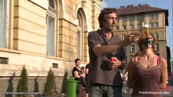 Busty blond Romanian babe public fucked
