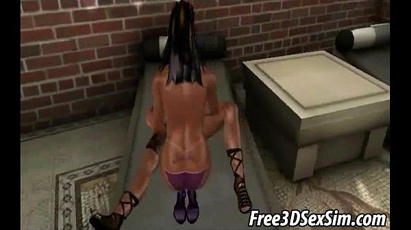 Hot 3D ebony vixen sucks cock and gets eaten out