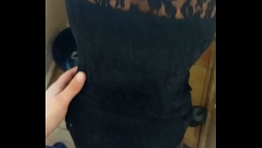 Best blowjob by slut in black dress and Doggystyle in filthy Toilet very nasty