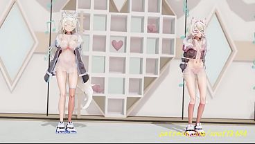 noVR mmd FuwaMoco Dance 3d hololive Hentai 4 min