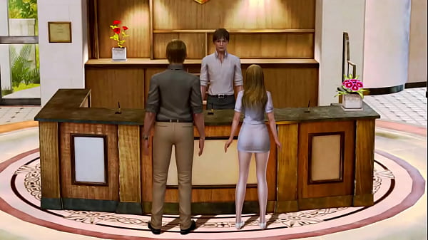 Wife cheats on her cuckold husband at the bank near him because of a loan Hentai 3D Anime