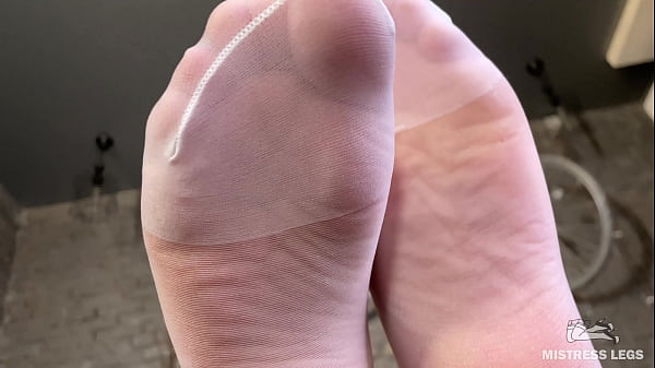 Goddess In Cute White Pantyhose Foot Teasing Closeup
