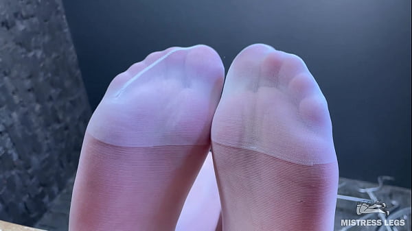 Goddess In Cute White Pantyhose Foot Teasing Closeup