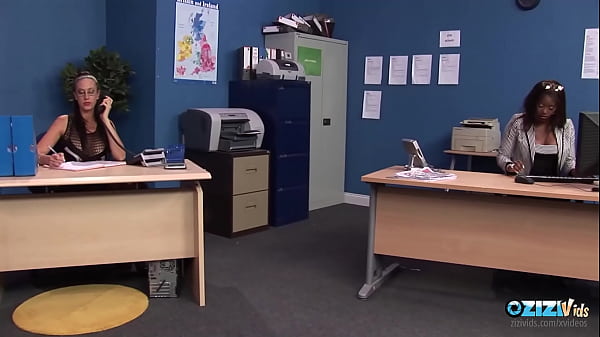 Hot black chick and her friend fucking together in the office