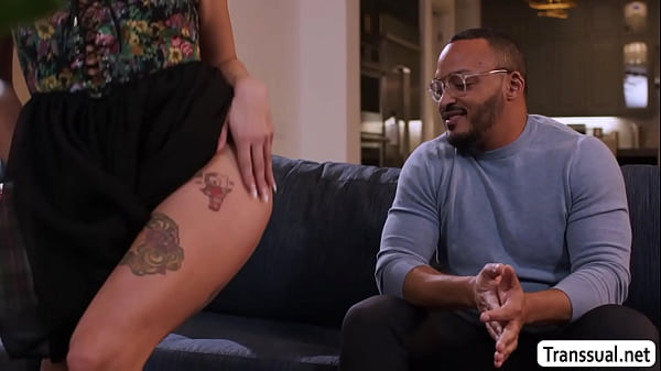 Horny shemale and tipsy black dude anal fuck