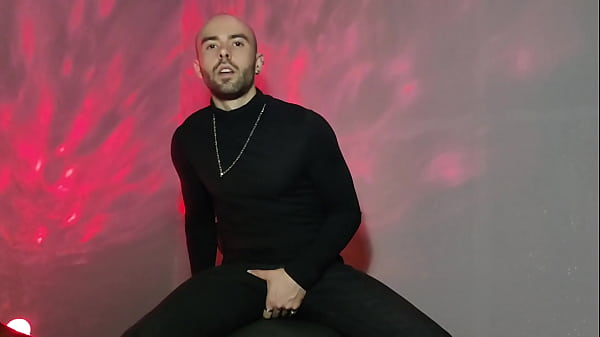 Hairy Gothic Man Jerking Off in the Red Dark Ro...