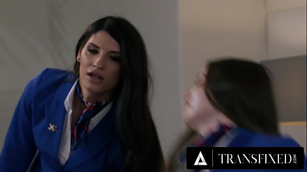 Download Video - TRANSFIXED - Trans Flight Attendant Zariah Aura Fucks Hot Coworker Hazel Moore During Delayed Flight