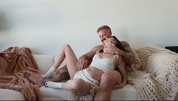 Petite brunette roommate would rather suck cock than watch TV - Lana Smalls & Lev Lieben