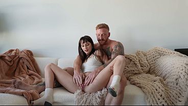Petite brunette roommate would rather suck cock than watch TV - Lana Smalls & Lev Lieben