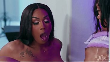 Download Video - TRANS ANGELS - Raven-Haired Beauties Leilani Li And Eros Orisha Trade Blowjobs And Anal In Cute Lingerie