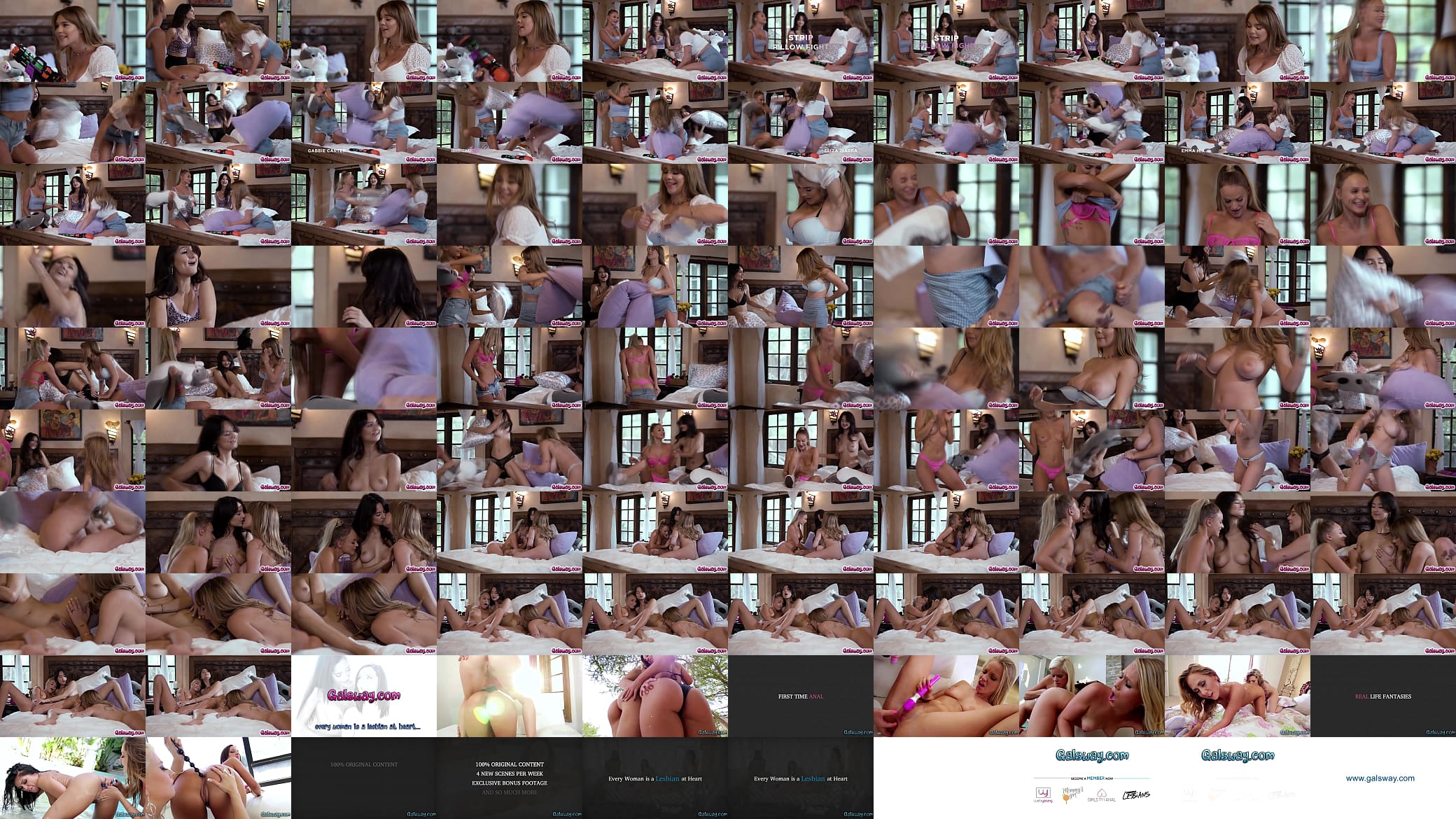 Galsway.com - Friends Emma Hix, Eliza Ibarra and Gabbie Carter&#039;s strip pillow fight turns into lesbian sex 预览图