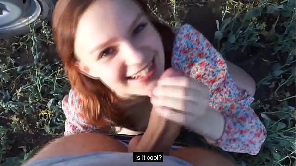 Blowjob performed outdoors in a public place