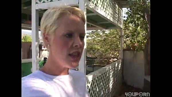 Hot blonds threesome outside
