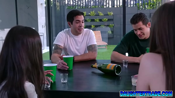 Stepdads gets some deep blowjobs from each others stepdaughters