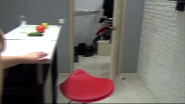 I fucked my girlfriend's hairy twat in the kitchen