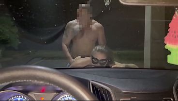 I was already on all fours on the hood, going all the way in, my cock going in and out completely under the streetlight. Moaning loudly, "Baby, don't stop, fuck me harder."
