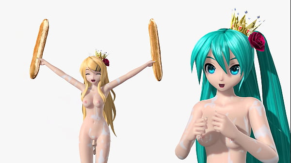 Hatsune Miku, Haku, Rin Triple Baka Project diva Nude Mod Full Nude